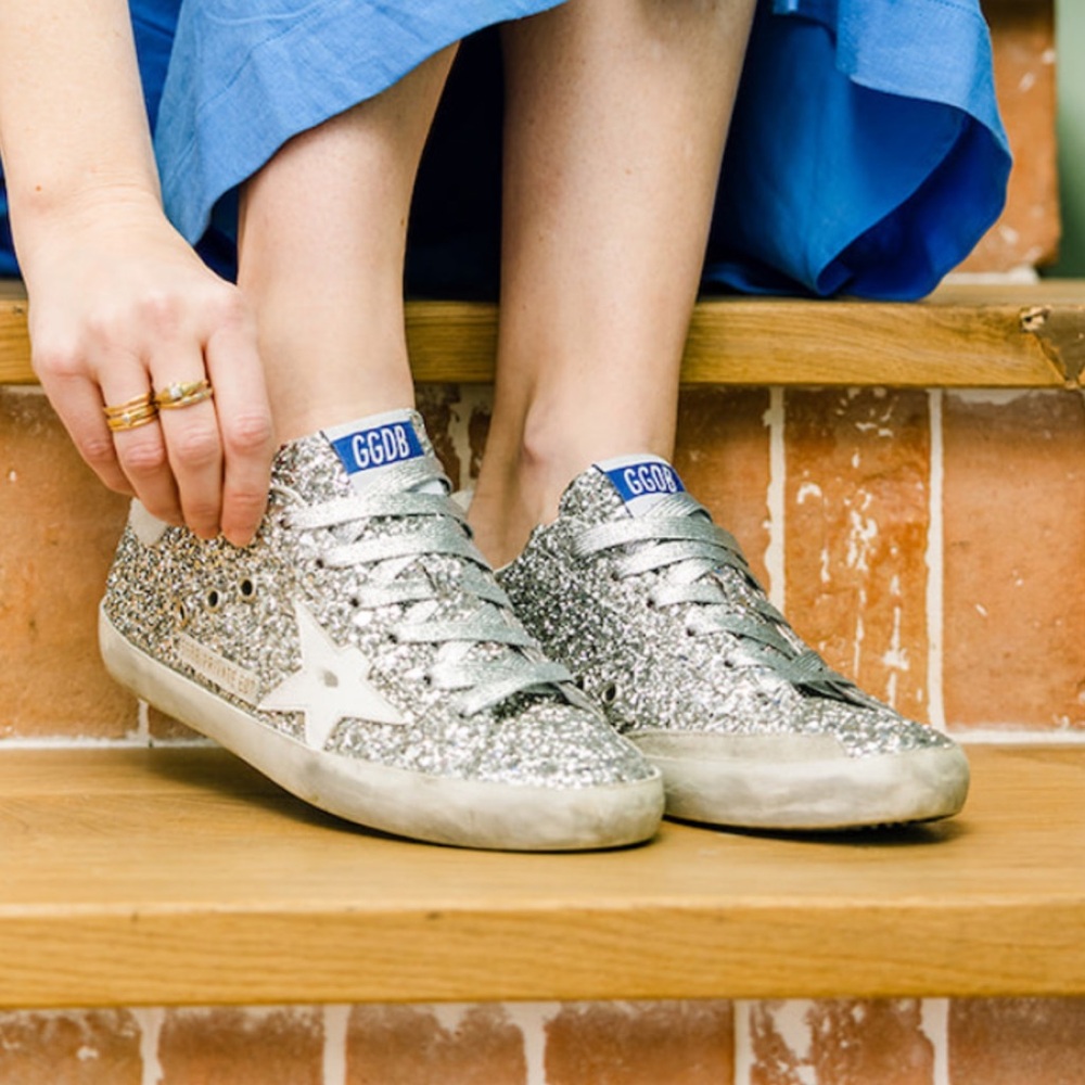 Golden Goose GGDB Silver Glitter Sneakers